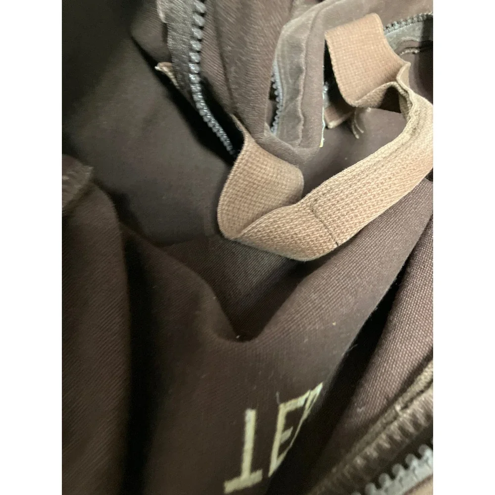 Lands End Square Rigger Vintage Brown Canvas Briefcase Laptop Bag Monogram TEB